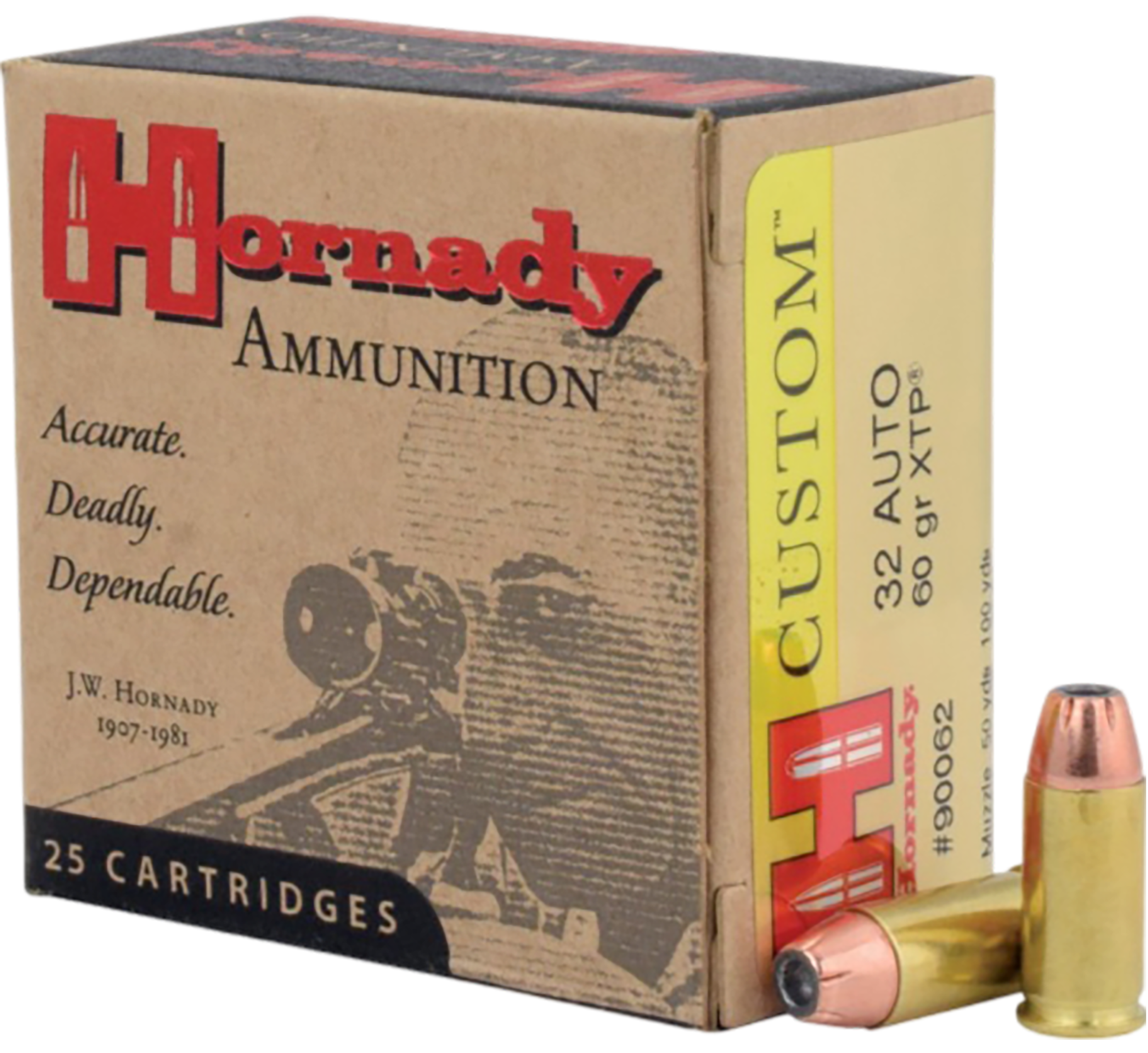 Hornady Custom 32 ACP 60gr XTP Hollow Point 25/Box - Box or Case