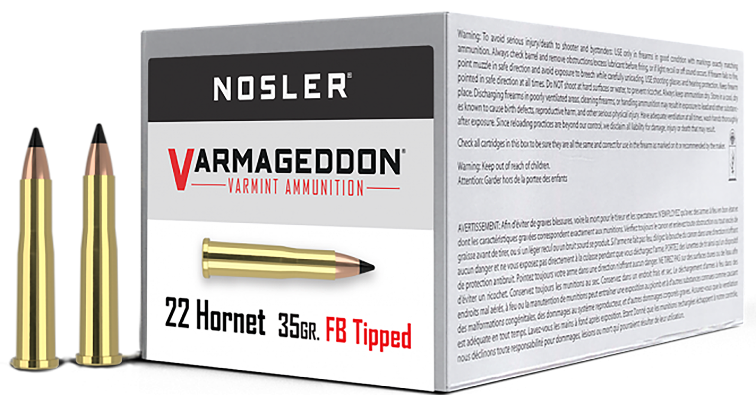 Nosler Varmageddon 22 Hornet 35gr Flat Base Tipped 50-Rd/Box - Box or Case