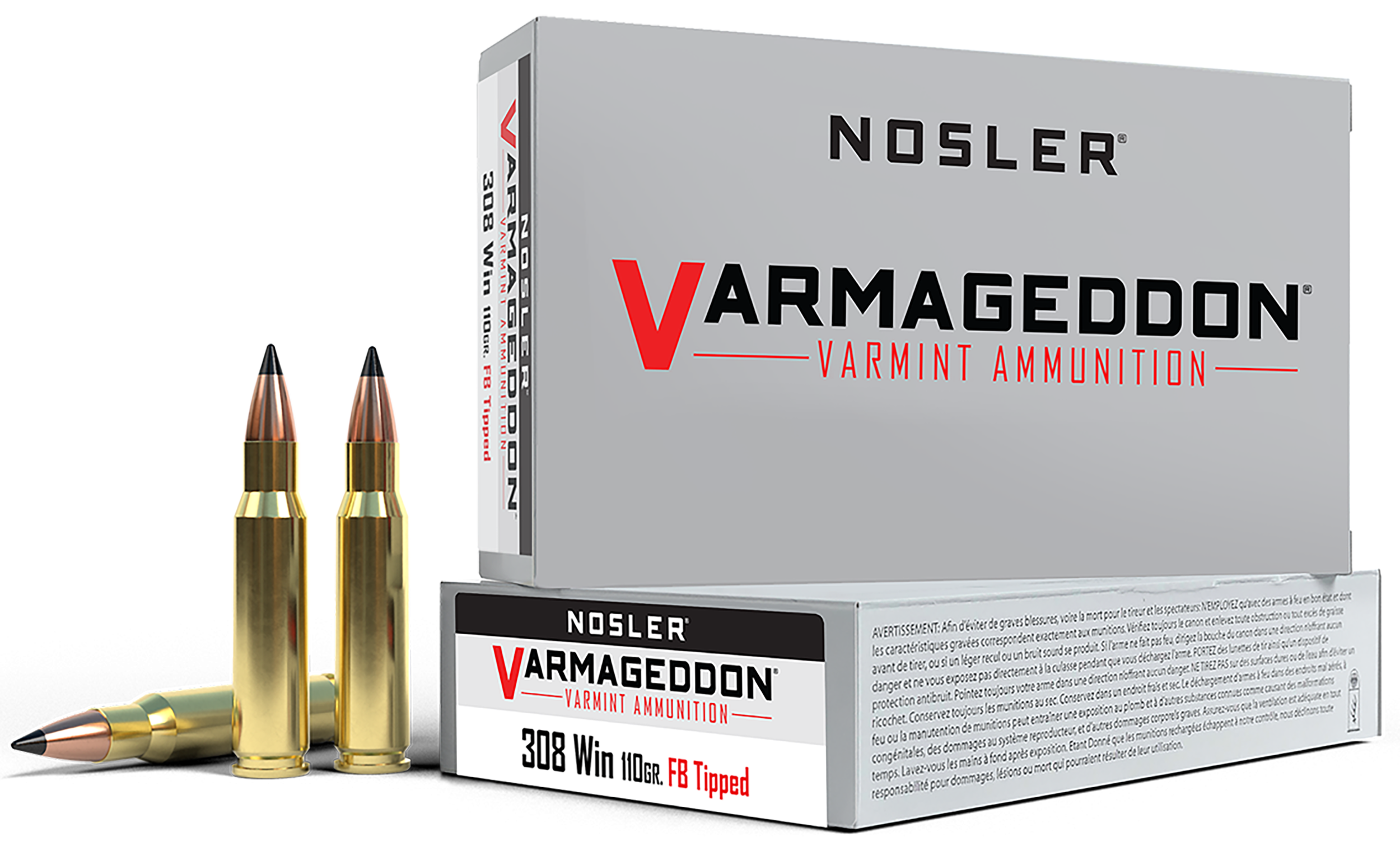 Nosler Varmageddon 308 Win 110gr Flat Base Tipped 20-Rd/Box - Box or Case