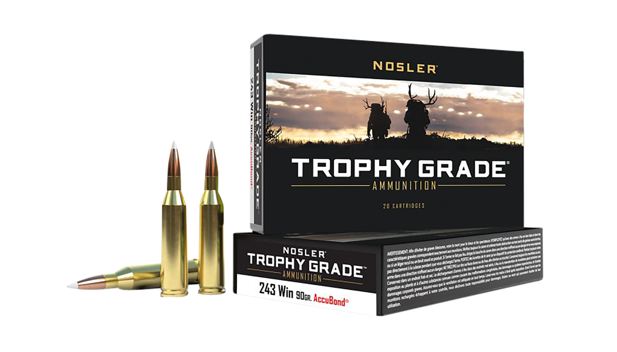 Nosler Trophy Grade 243 Win 90gr AccuBond 20-Rd/Box - Box or Case