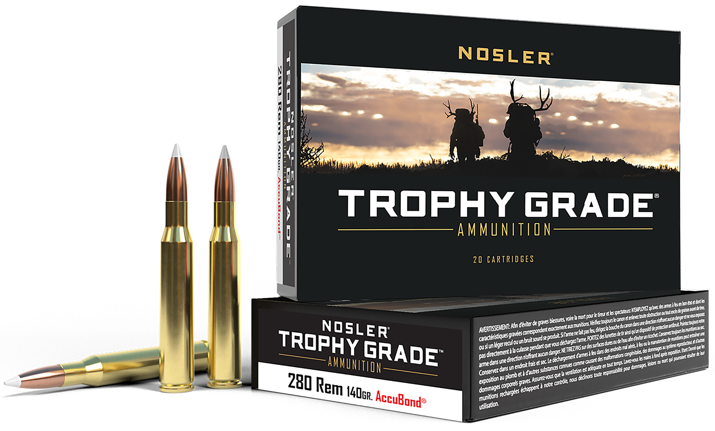 Nosler Trophy Grade 280 Rem 140gr AccuBond 20/Box - Box or Case