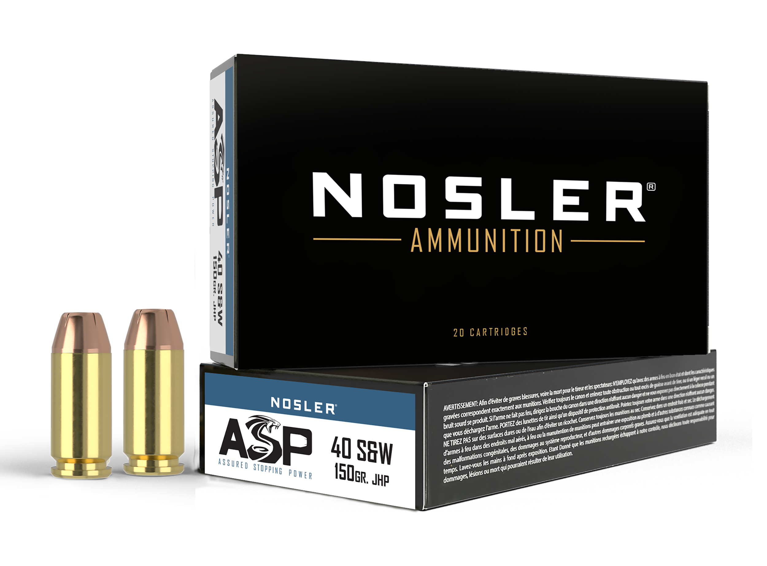 Nosler Assured Stopping Power .40 S&W 150gr JHP 50-Rd Box - Box or Case