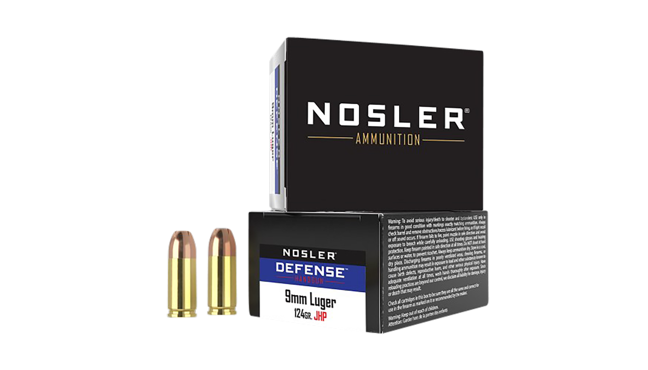 Nosler Defense 9mm Luger +P 124gr Bonded Performance JHP 20-Rd/Box - Box or Case