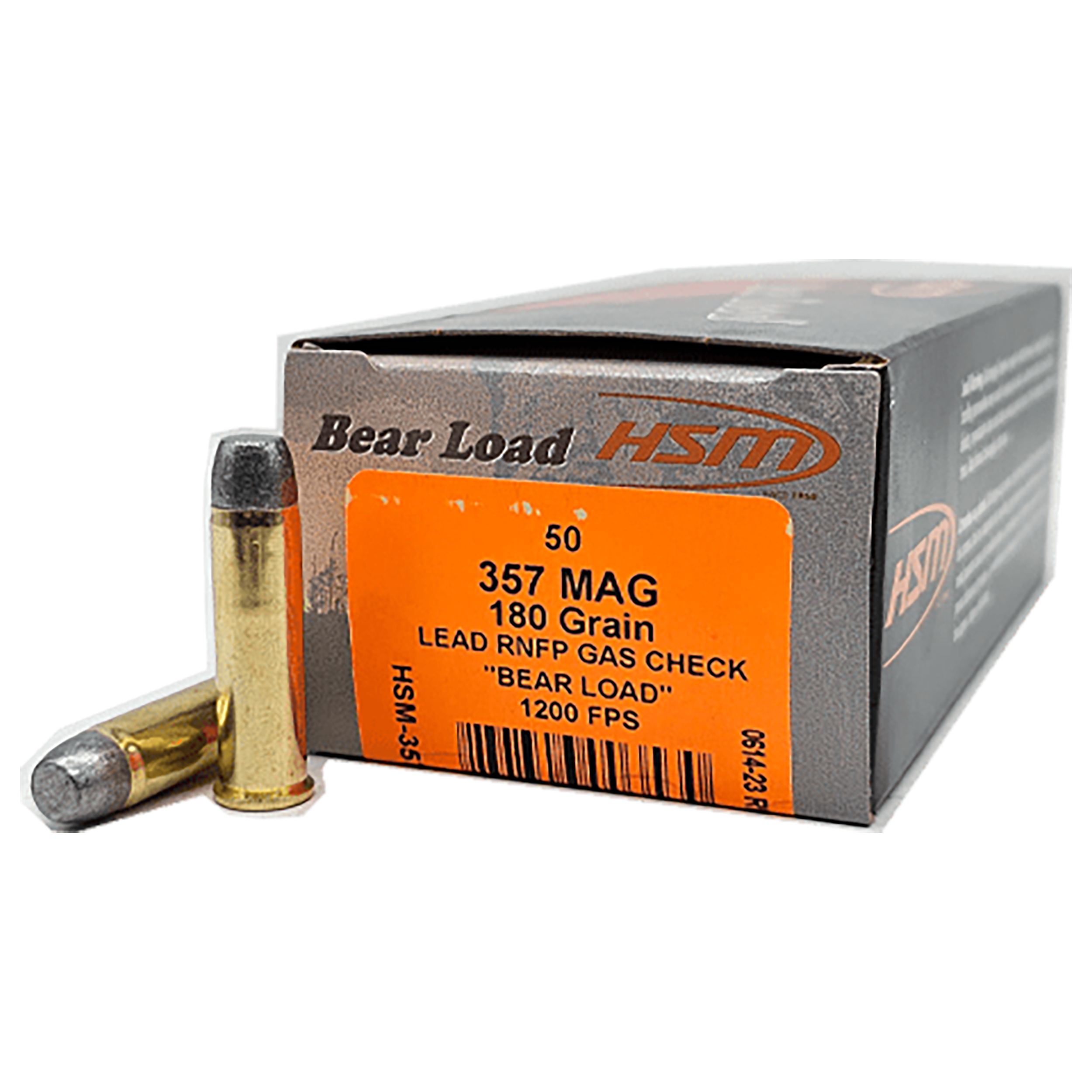 HSM Bear Load 357 Mag 180 gr Lead Round Nose Flat Point 50 Rd - Box or Case