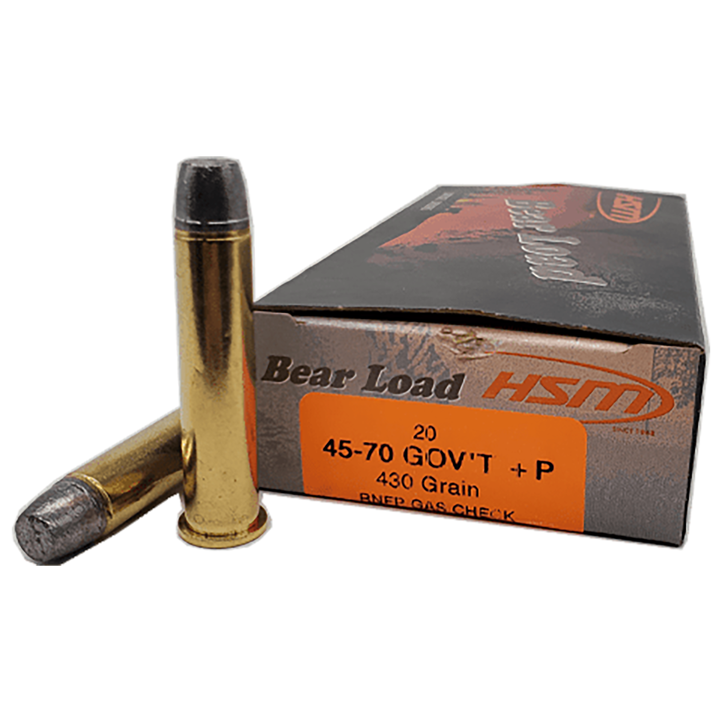 HSM Bear Load 45-70 Gov 430gr Round Nose Flat Point 20 Rd - Box or Case