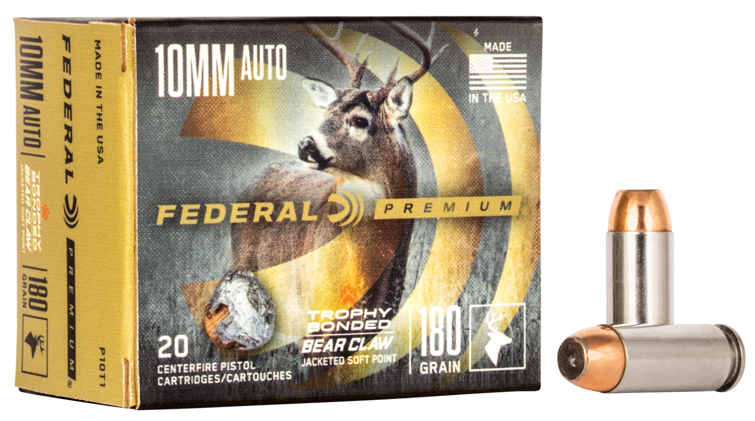Federal Premium 10mm Auto 180gr Trophy Bonded Bear Claw JSP 20rd - Box or Case