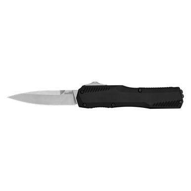 Kershaw Livewire OTF AUTO Knife - 3.3" CPM-20CV Satin Spear Point Blade, Black Aluminum Handles, Reversible Clip - 9000