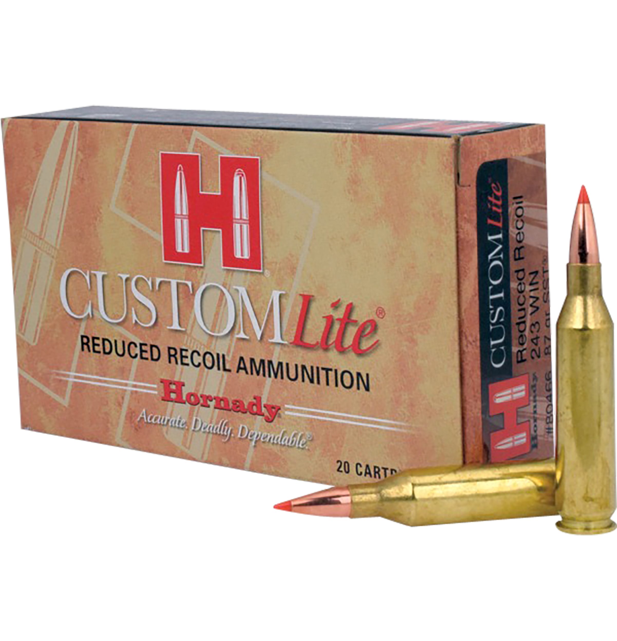 Hornady Custom Lite 243 Win 87gr SST 20rd Box/200rd Case - Box or Case