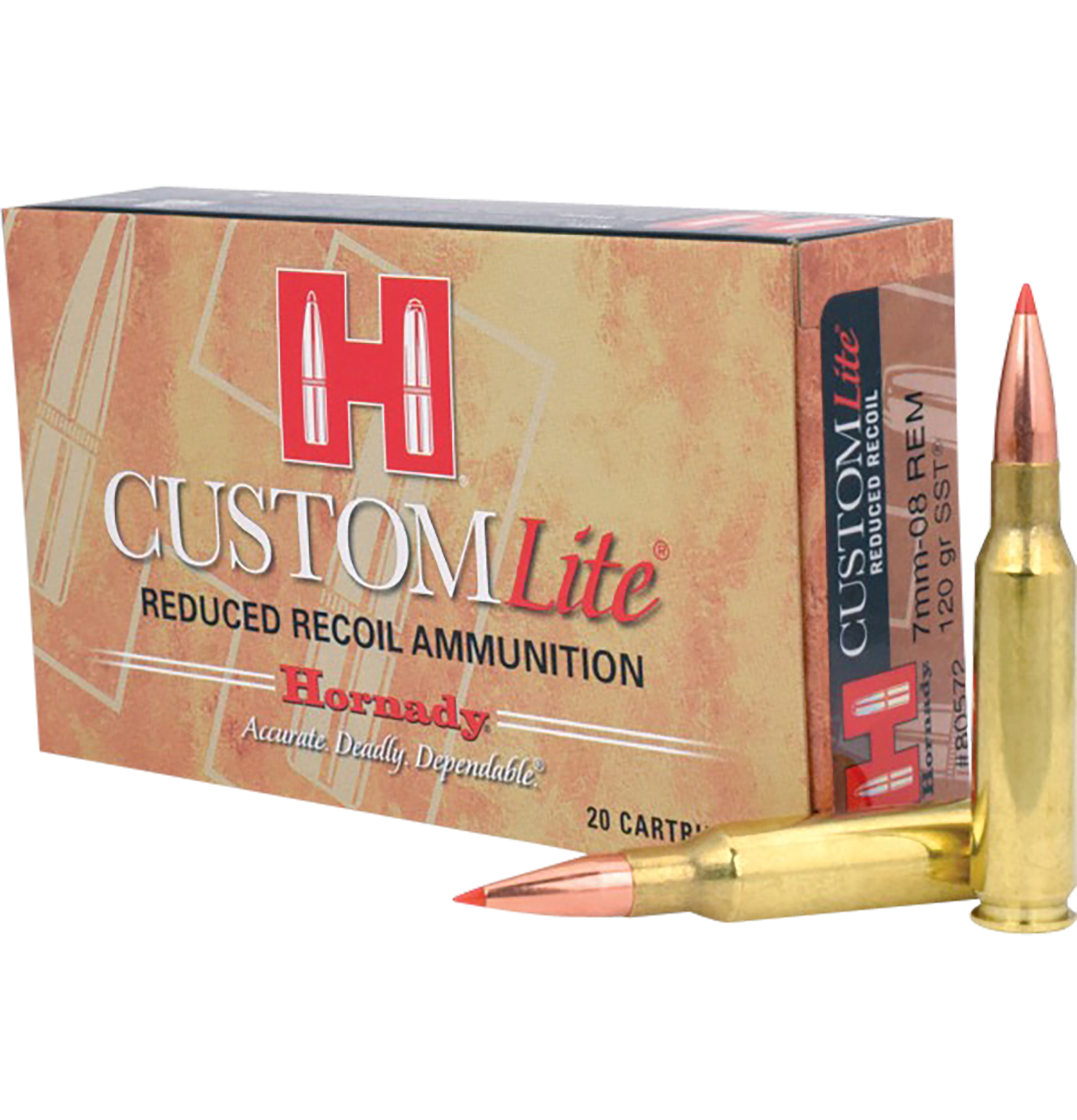 Hornady Custom Lite 7mm-08 Rem 120gr SST 20/Box - Box or Case