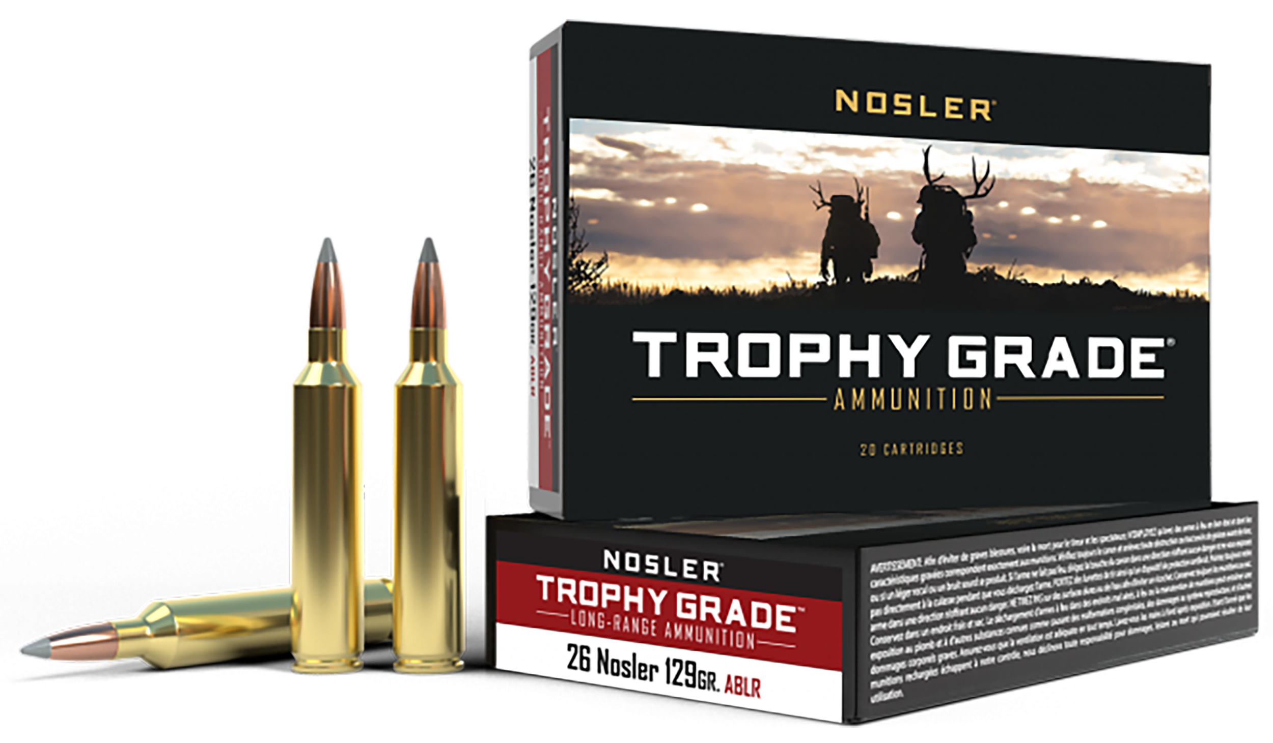 Nosler Trophy Grade Long-Range 26 Nosler 129gr AccuBond Long Range 20-Rd/Box - Box or Case