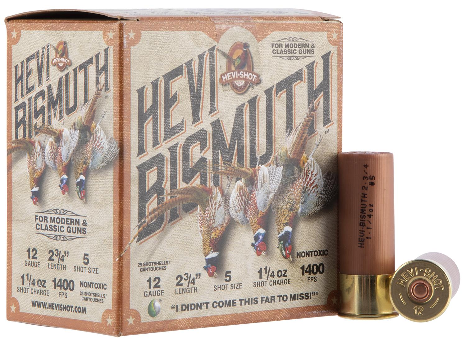 HEVI-Shot Hevi-Bismuth Upland Shotshells HS14715, 12 Gauge, 2-3/4", 1400 fps, #5 Shot, 25 Rds/bx