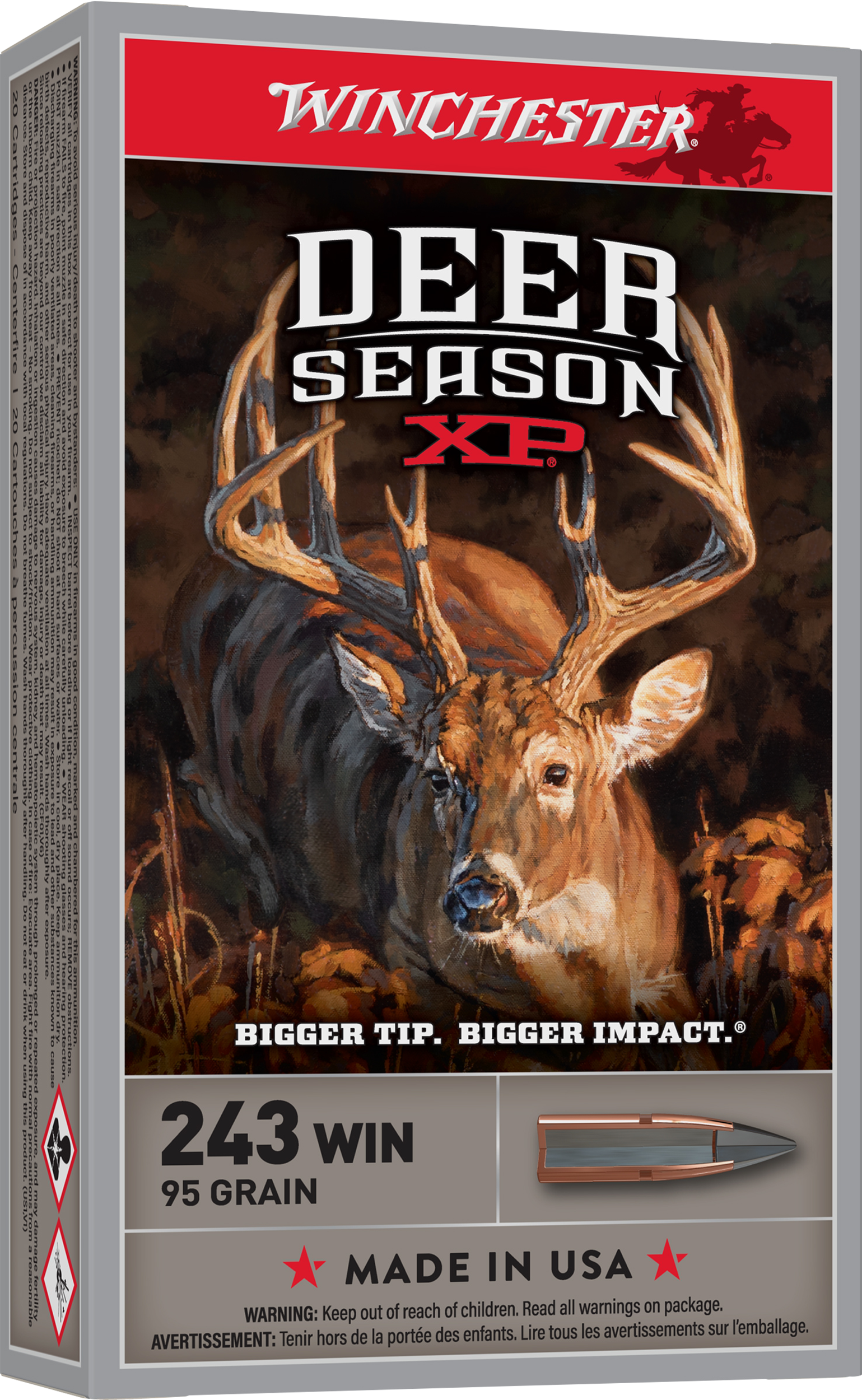 Winchester Ammo Deer Season XP 243 Win 95 gr Extreme Point 20 Rd - Box or Case