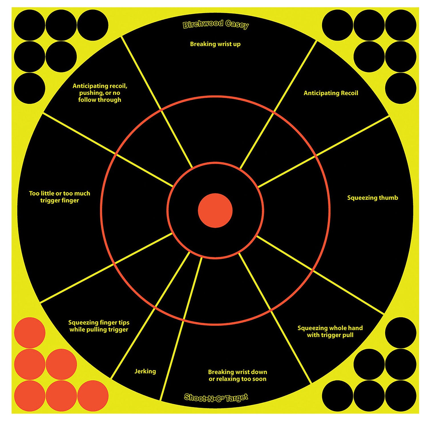 Birchwood Casey Shoot-N-C 12" Reactive Self-Adhesive Marksmanship Circle Target with 110 Pasters 5 Pack
