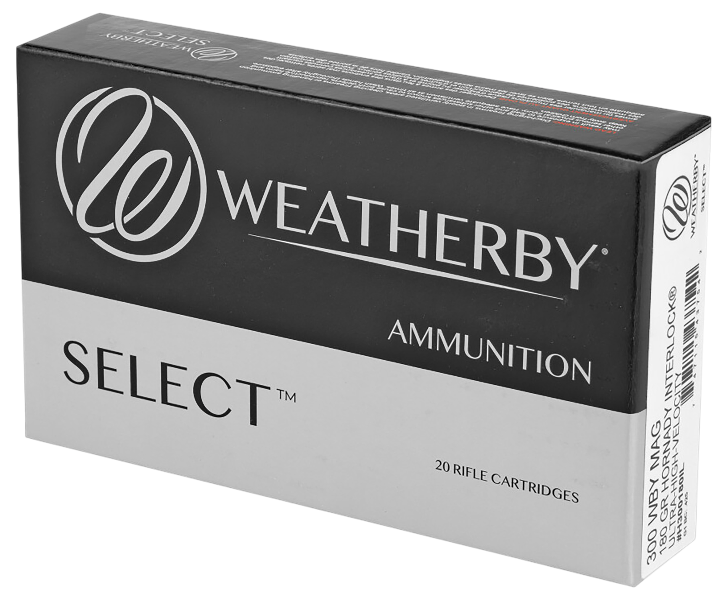 Weatherby Rifle Ammunition H300180IL, 300 Weatherby, InterLock, 180 GR, 3150 fps, 20 Rd/bx