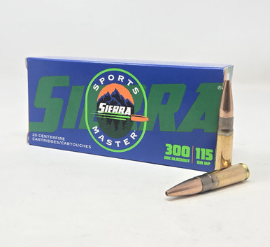 Sierra 300 AAC Blackout Ammunition Sports Master A2116-34 115 Grain Hollow Point 20 Rounds