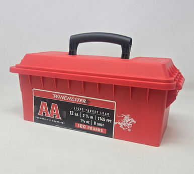 Winchester 12 Gauge Ammunition AA Light Target AA128AC 2-3/4" #8 Shot 1-1/8oz 1145fps Ammo Can 100 Rounds
