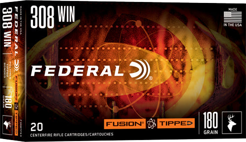 Federal .308 Win / 7.62x51mm Fusion Tipped 180 grain Polymer Tip ammunition 2600 FPS