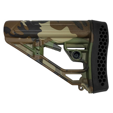 Adaptive Tactical EX Performance Adjustable Stock - Woodland Camo, Fits AR Rifles