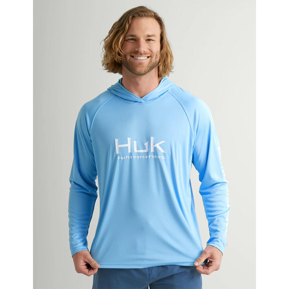 Huk Performance Pursuit Vented Hooded Long Sleeve Shirt Marolina Blue XL