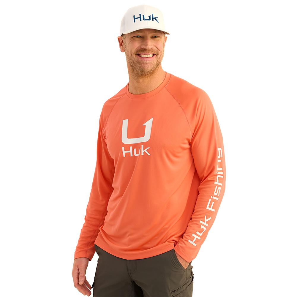 Huk Icon Long Sleeve Crew Fishing Shirt Fresh Salmon Size 2XL