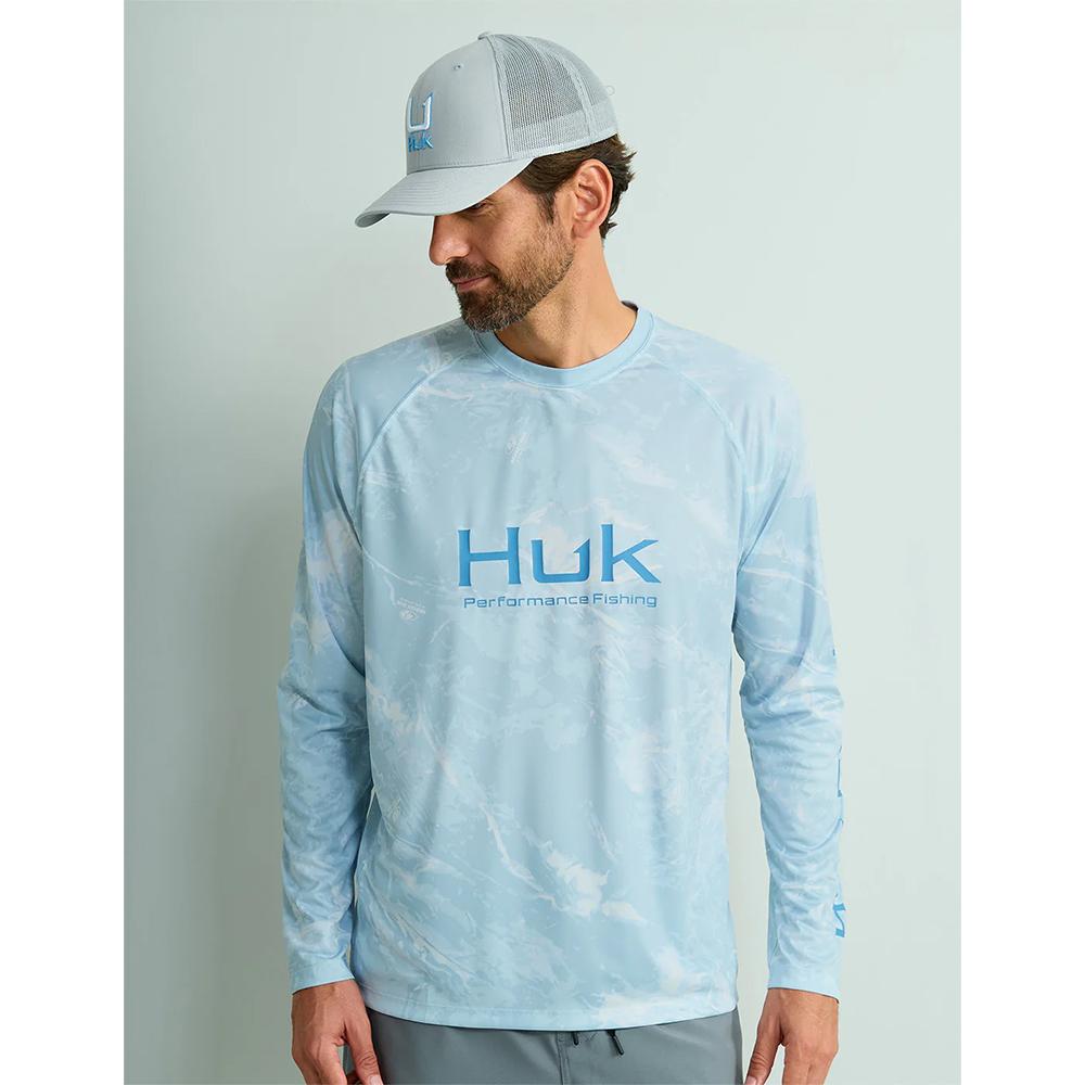 Huk Mossy Oak Pursuit 2XL Long Sleeve Crew Shirt MO Stormwater Bonefish UPF 50