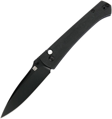 Artisan Cutlery Andromeda Folding Knife - 3.42" CPM-S35VN Black Drop Point Blade, Black Micarta Handles - 1856P-MBK