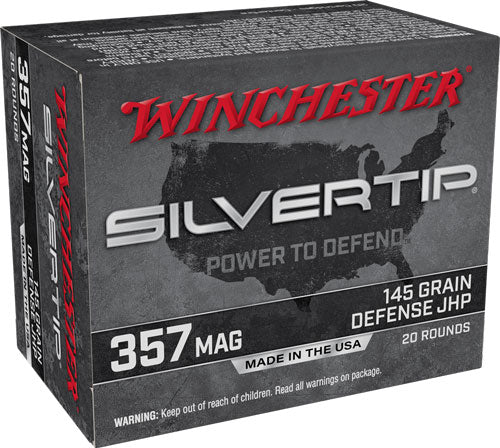 Winchester Silvertip .357 Magnum 145 grain Silvertip Jacket Hollow Point ammunition 1290 FPS