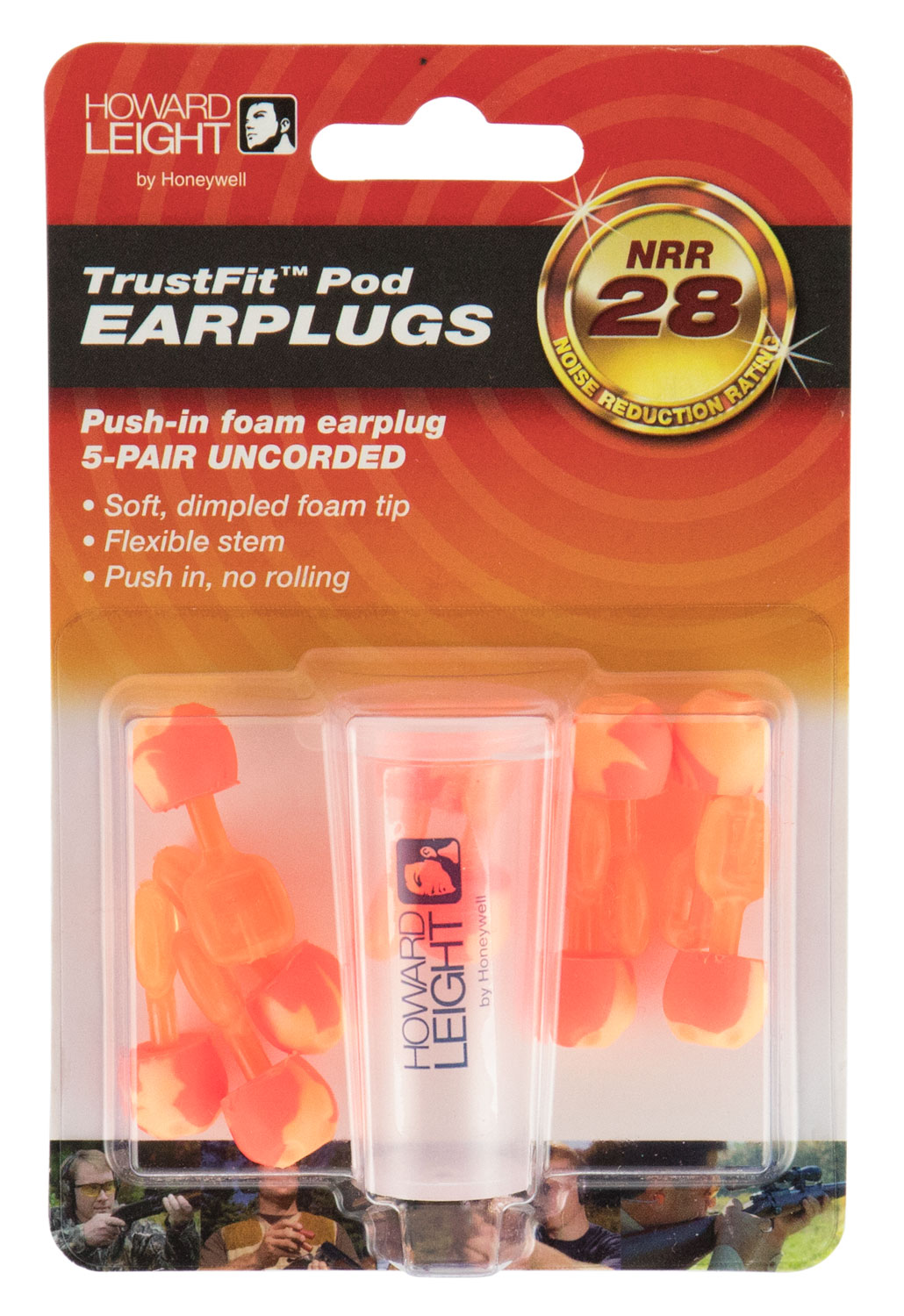 Howard Leight R02236 TrustFit Pod Uncorded Earplugs Foam 28 dB Orange 5 Pair