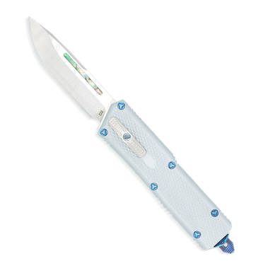 CobraTec Knives Abalone Special Edition OTF - 3.25" D2 Drop Point Blade with Abalone Inlay,Aluminum Handle with Abalone Inlay on Switch