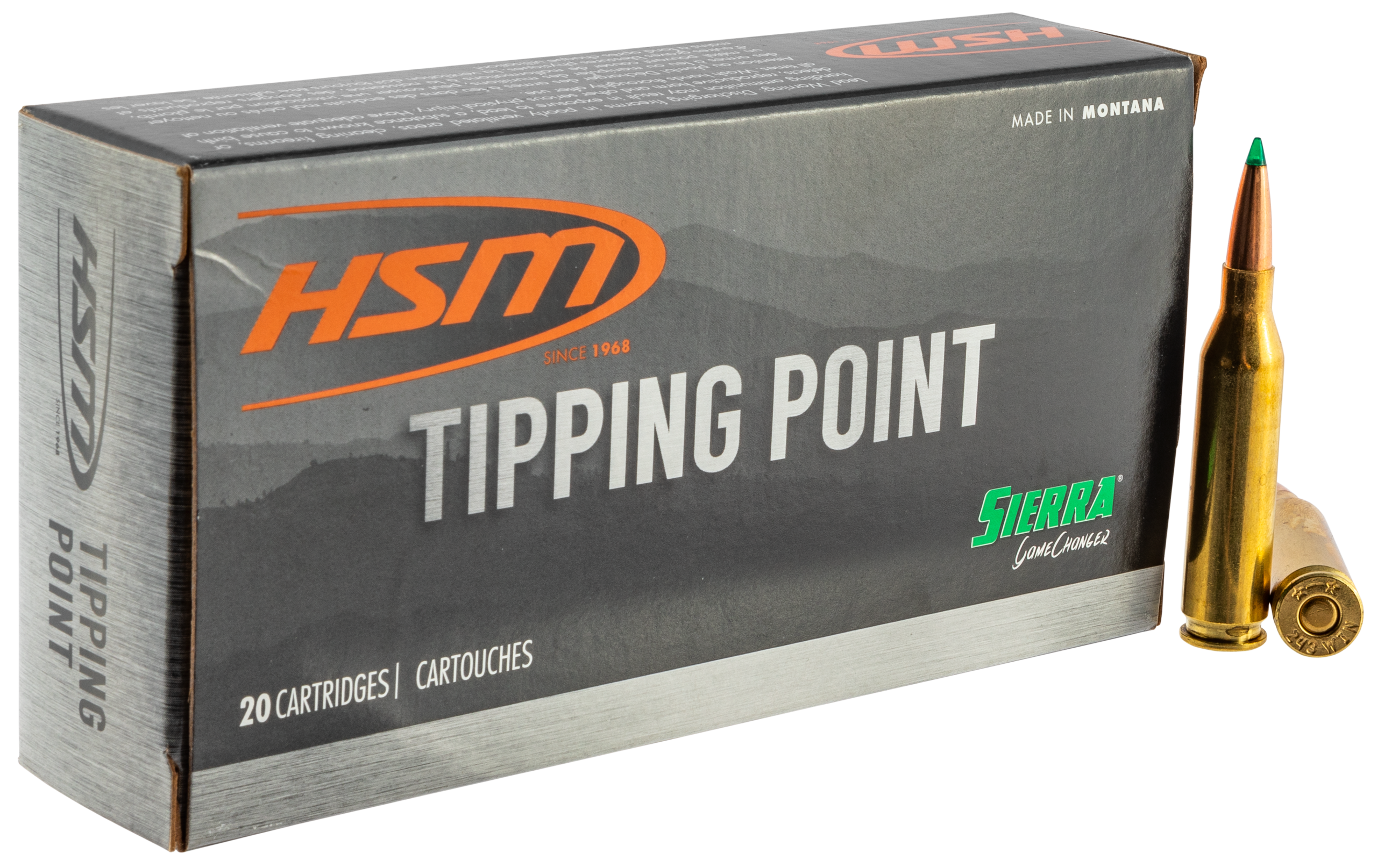 HSM Tipping Point Rifle Ammunition 300645N, 30-06 Springfield, Sierra GameChanger, 165 gr, 2870 fps, 20 Rd/Bx
