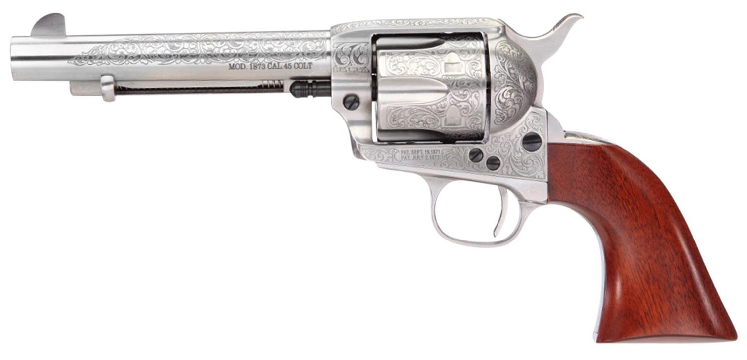 Taylors 1873 Cattleman Revolver 550929, 357 Mag, 5.50", Walnut Grips, Floral Engraving, 6rd