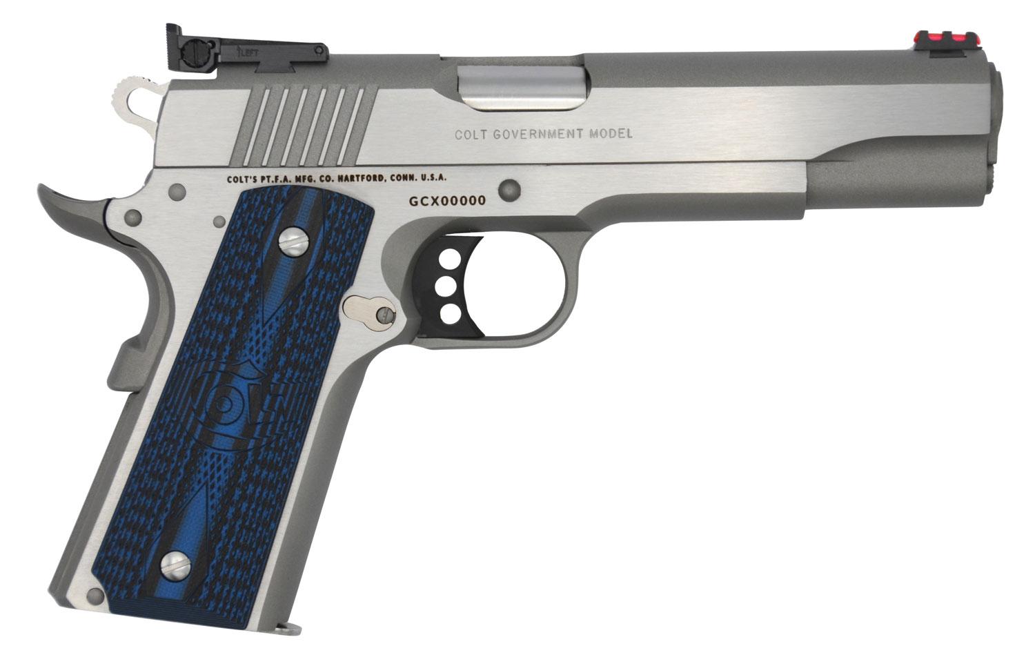 Colt 1911 Gold Cup Lite SAO Pistol O5072GCL, 9mm Luger, 5", Blue G10 Grips, Stainless Steel Finish, 8 Rds