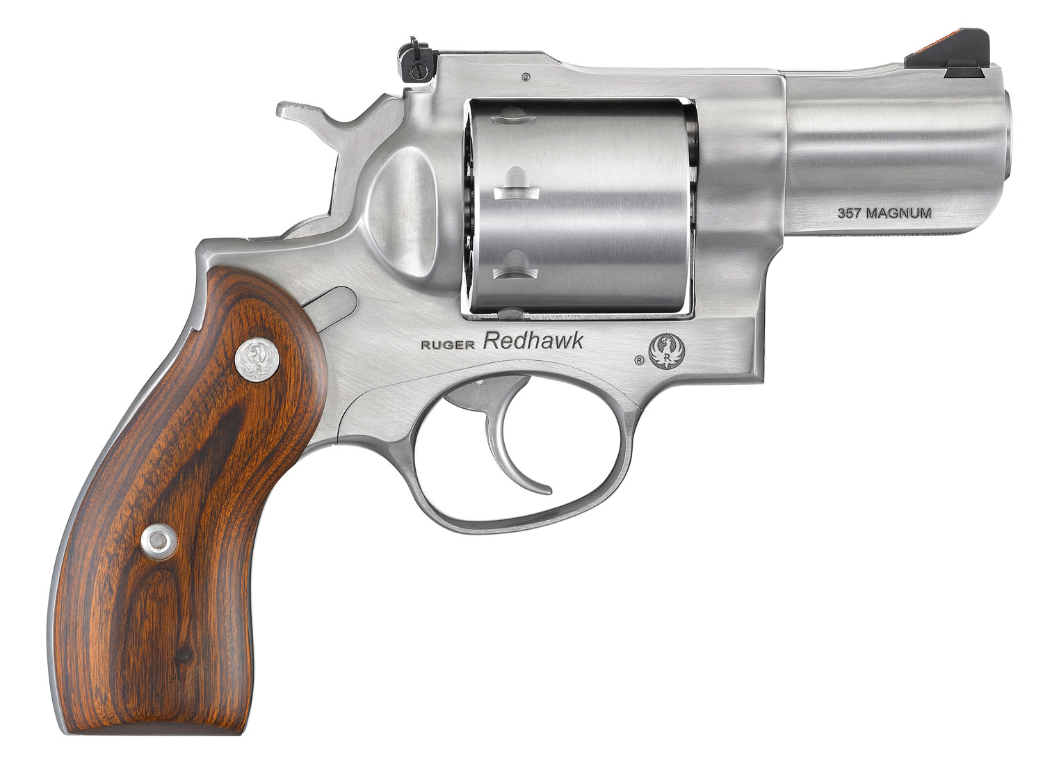 Ruger Redhawk Revolver 5051, 357 Mag, 2.75", Hardwood Grip, Satin Stainless Finish, 8 Rd