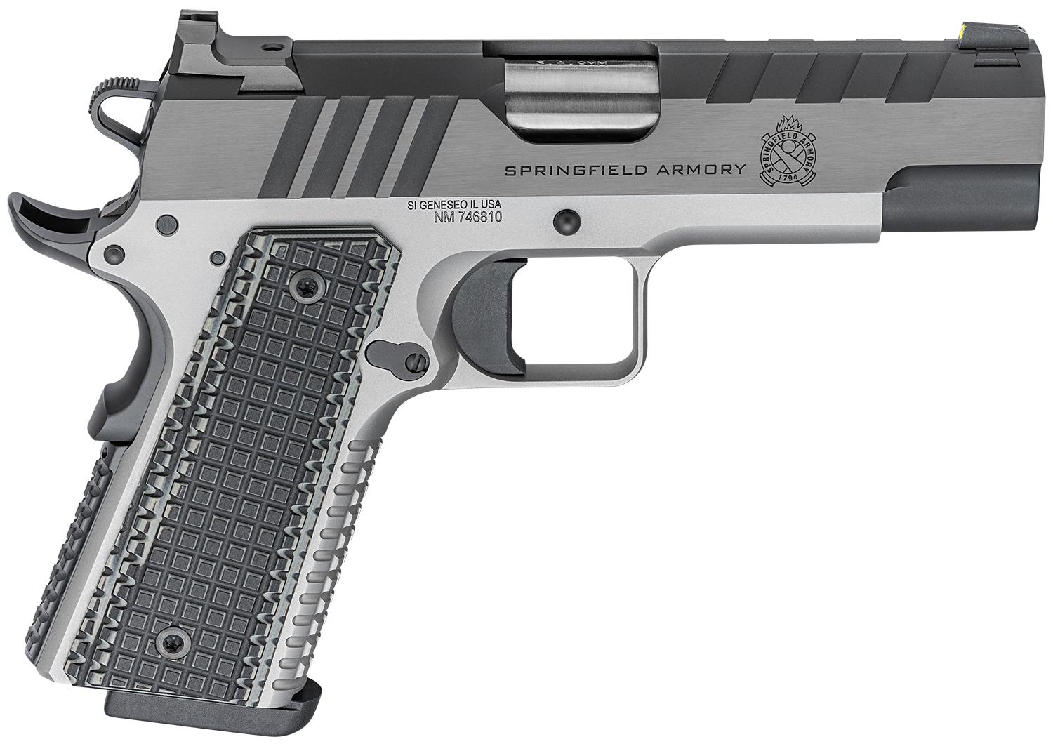 Springfield 1911 Emissary SAO Pistol PX9217L, 9mm, 4.25", VZ Thin-Line G10 Grips, Stainless Finish, 9 Rds