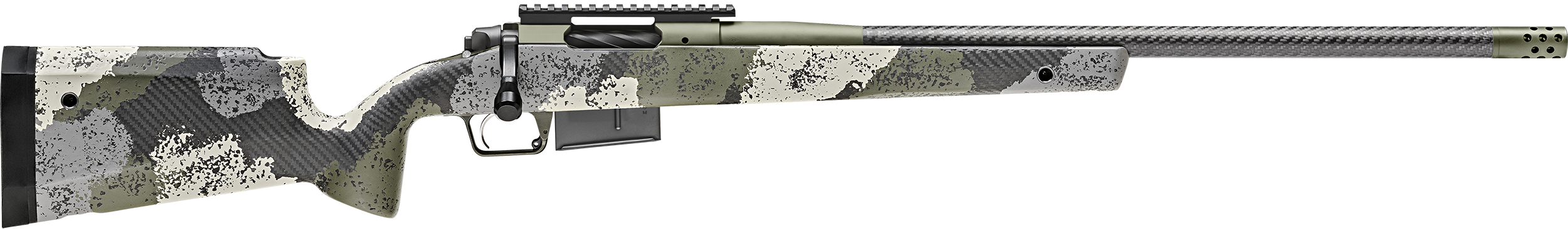 Springfield 2020 Waypoint Rifle BAW92465PRCCFG, 6.5 PRC, 24" Carbon Fiber, Evergreen Camo Stock, Green Cerakote Finish, 3 Rds