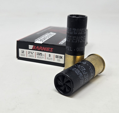 Barnes 12 Gauge Ammunition Defense BDS12G01 2-3/4" 00 Buckshot 9 Pellet 1325fps 5 Rounds