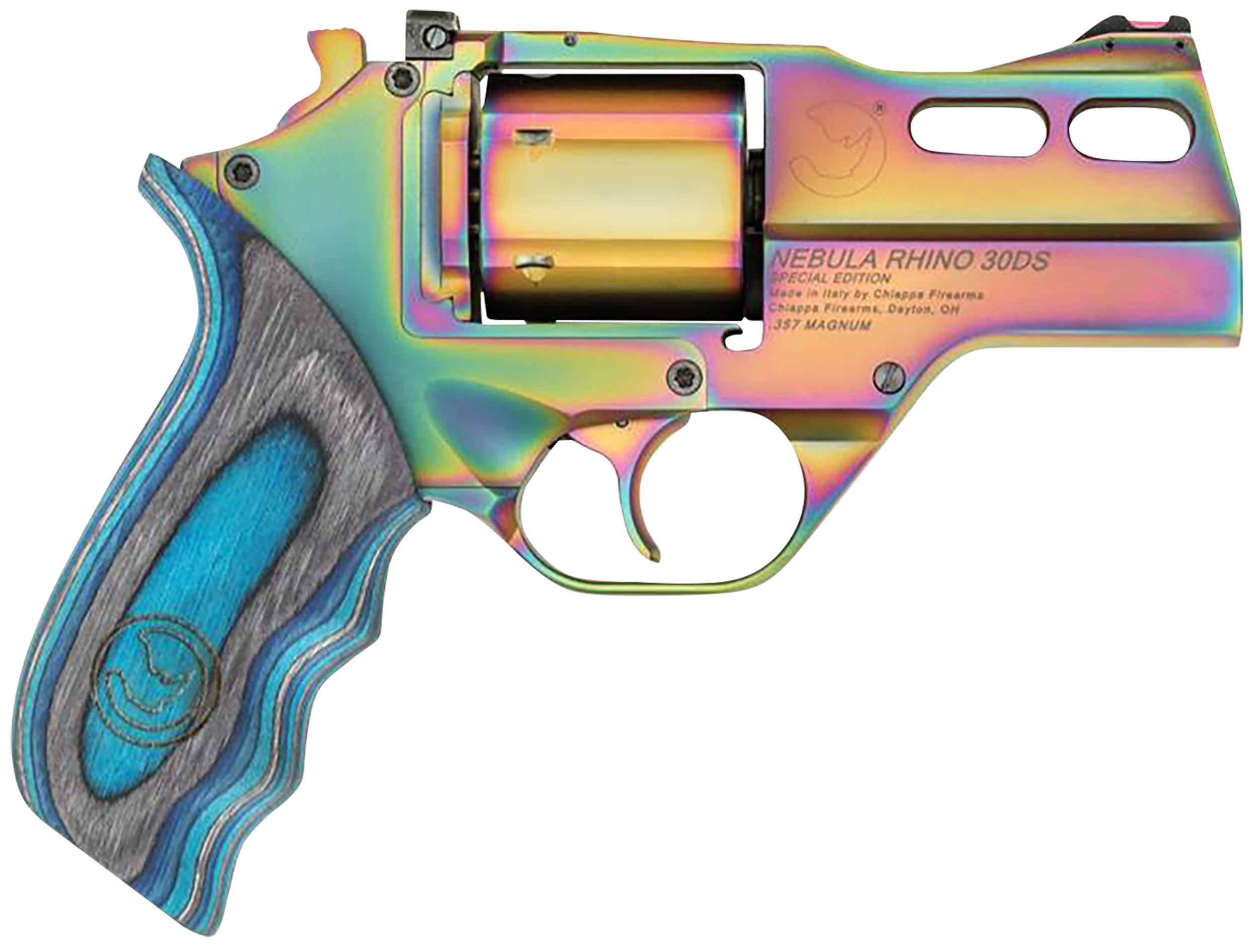 Chiappa Rhino 30DS Nebula Revolver 340319, 357 Mag, 3", Laminate Grips, Rainbow PVD Finish, 6rd