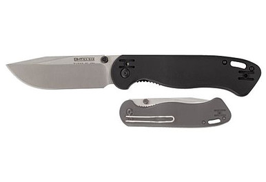 KA-BAR Becker Folding Knife - 3.56" AUS-8A Clip Point Blade, Black GFN-PA66 Handles, 4-Position Wire Clip