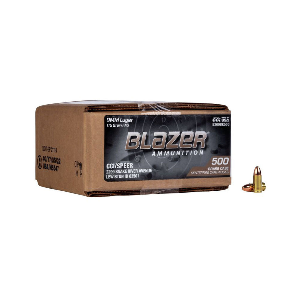 Blazer Brass 9mm Luger 115 Grain Full Metal Jacket(FMJ) 500ct Value Pack 1145 FPS