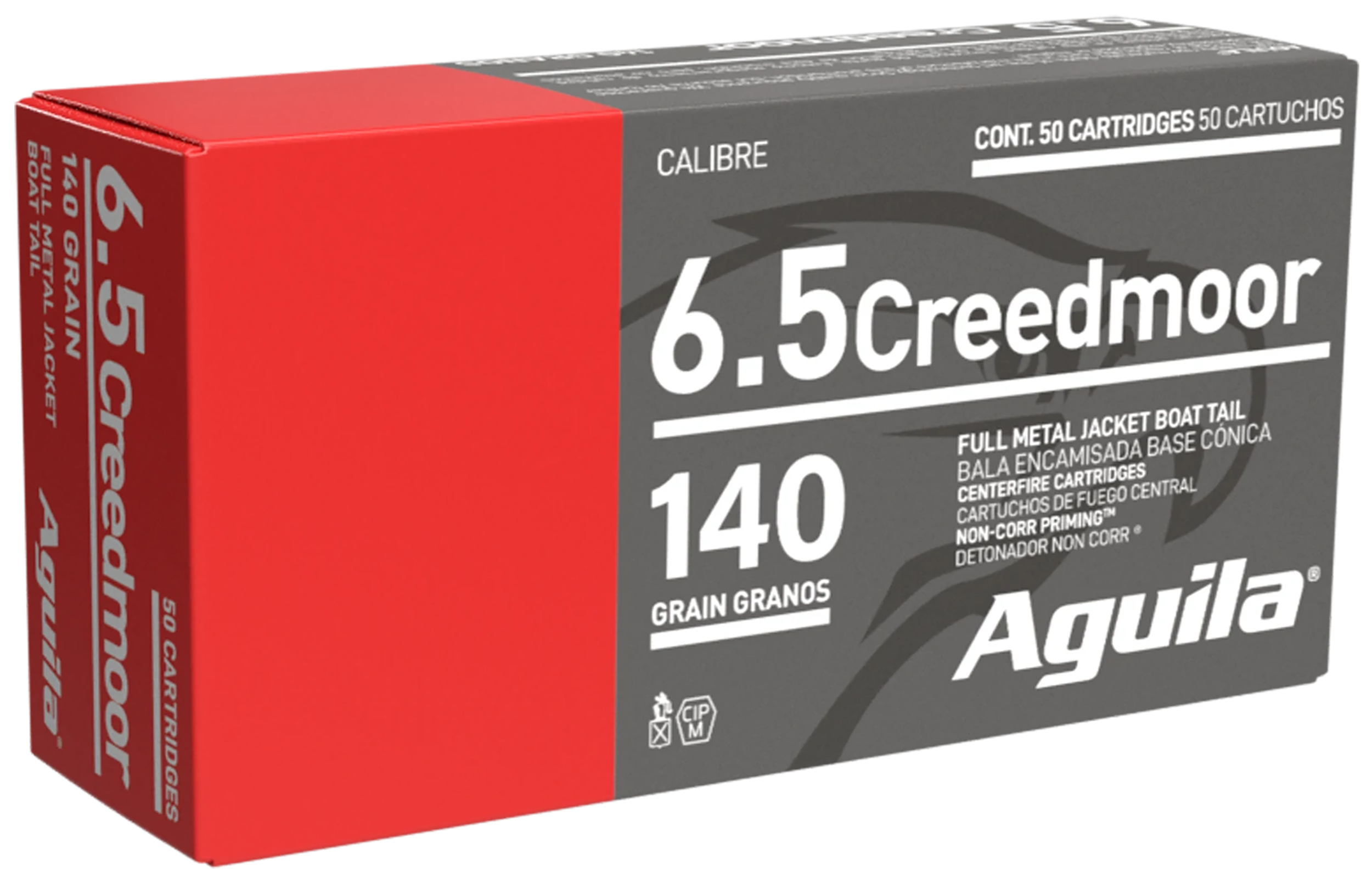 Aguila Centerfire Rifle Ammunition 1E650110, 6.5 Creedmoor, FMJ Boat Tail, 140 GR, 2600 fps, 20 Rd/bx
