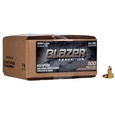 CCI Blazer Brass 9mm 115gr Full Metal Jacket (FMJ) - 500 Round Case