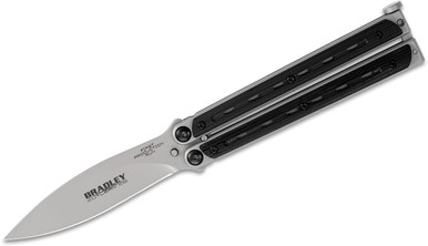 Bradley Cutlery Kimura Balisong Butterfly Knife - 3.75" Bead Blasted Spear Point Blade, Black G10 Handle Scales