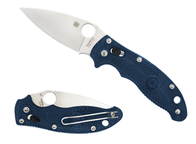 Spyderco Manix 2 Lightweight Dark Blue Folding Knife - 3.37" CPM-S110V Satin Plain Blade, Dark Blue FRCP Handles