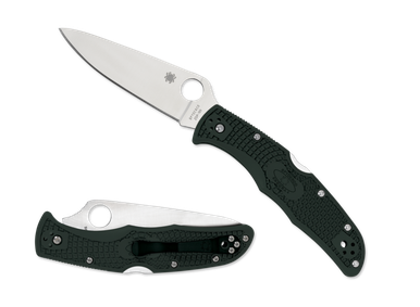 Spyderco Endura 4 Flat Ground Lock Back Folder - 3.75" ZDP-189 Satin Plain Blade, British Racing Green FRN Handles - C10PGRE