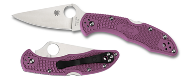 Spyderco Delica 4 Folding Knife - 2.875" VG10 Satin Plain Blade, Purple FRN Handles - C11FPPR