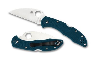Spyderco Delica 4 Lightweight Folding Knife-2.9" K390 Satin Wharncliffe Plain Blade, Blue FRN Handles