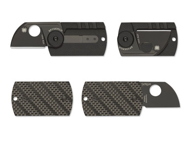Spyderco Serge Panchenko Dog Tag Folder - 1.22" S30V Chisel Ground Blade, Carbon Fiber and G10 Handles