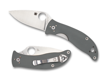 Spyderco Alcyone Folding Knife - 2.91" CTS BD1 Satin Plain Blade, Gray G10 Handles - C222GPGY
