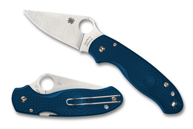 Spyderco Para 3 Lightweight Folding Knife - 2.92" CPM-SPY27 Satin Plain Blade, Cobalt Blue FRN Handles