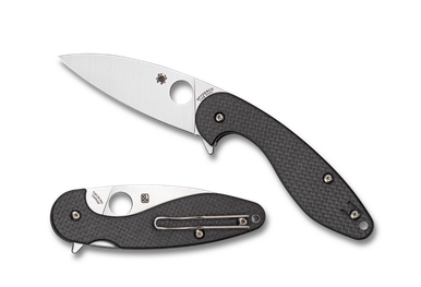 Spyderco Sliverax Flipper Knife - 3.48" S30V Satin Plain Blade, Carbon Fiber/G10 Laminate Handles